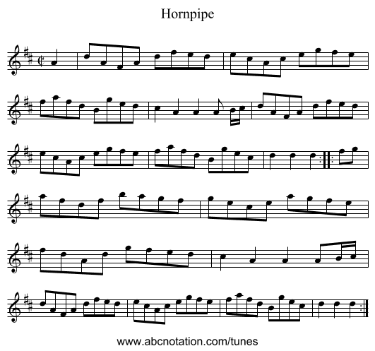 Hornpipe - staff notation