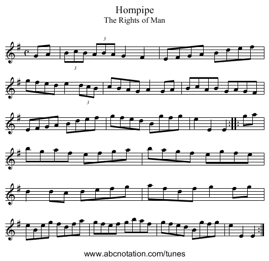 Hornpipe - staff notation