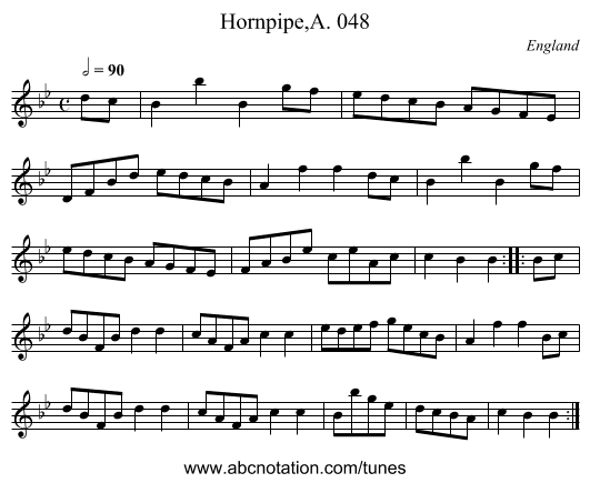 Hornpipe,A. 048 - staff notation
