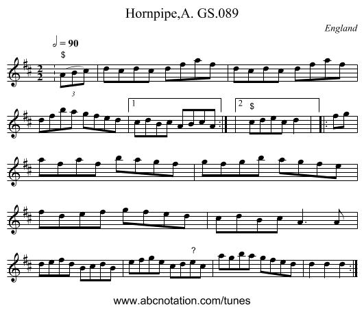Hornpipe,A. GS.089 - staff notation