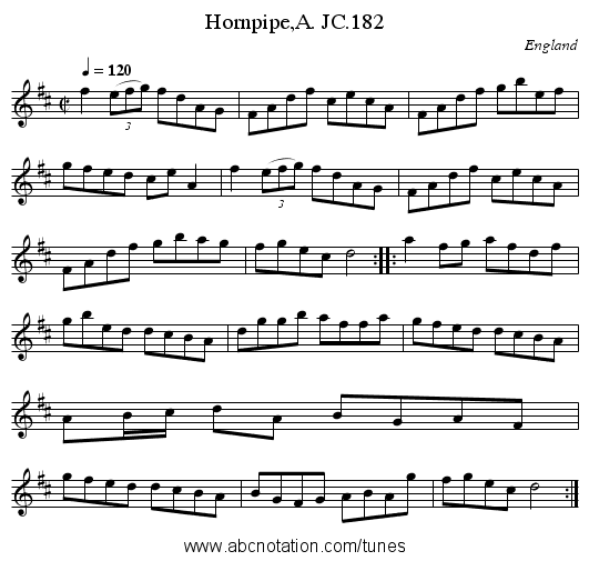 Hornpipe,A. JC.182 - staff notation