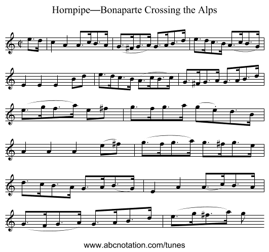 Hornpipe—Bonaparte Crossing the Alps - staff notation