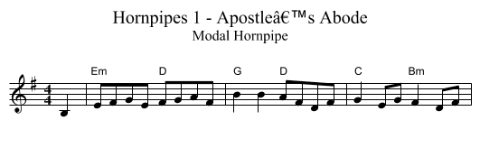 Hornpipes 1 - Apostleâ€™s Abode - staff notation