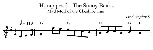 Hornpipes 2 - The Sunny Banks - staff notation