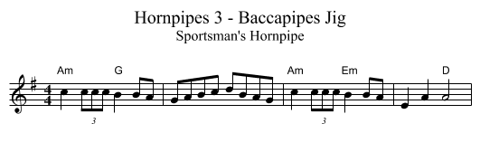Hornpipes 3 - Baccapipes Jig - staff notation