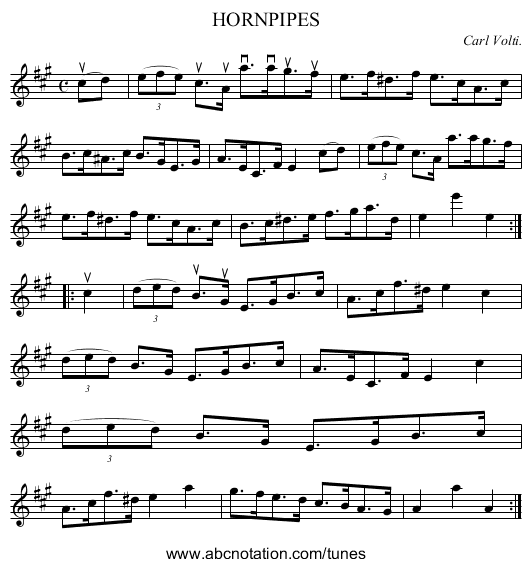 HORNPIPES - staff notation