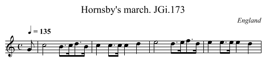 Hornsby's march. JGi.173 - staff notation