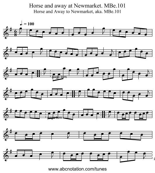 Horse and away at Newmarket. MBe.101 - staff notation