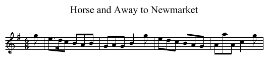 Horse and Away to Newmarket - staff notation