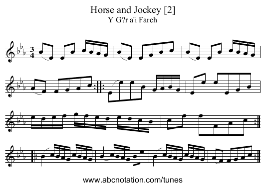 Horse and Jockey [2] - staff notation