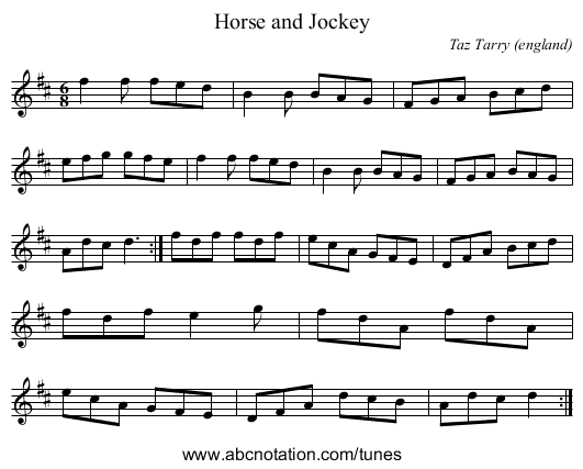 Horse and Jockey - staff notation