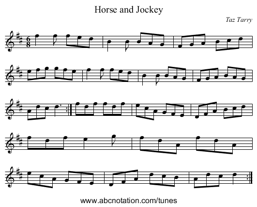 Horse and Jockey - staff notation