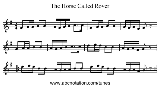 Horse Called Rover, The - staff notation