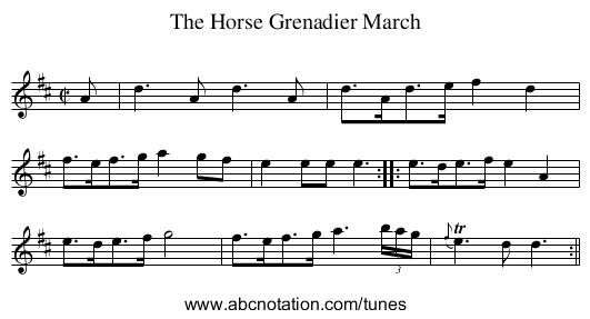 Horse Grenadier March, The - staff notation
