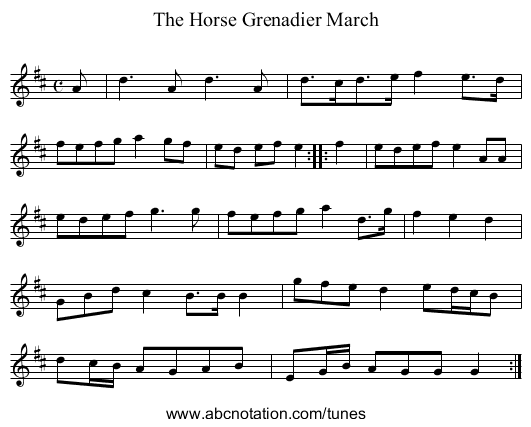 Horse Grenadier March, The - staff notation