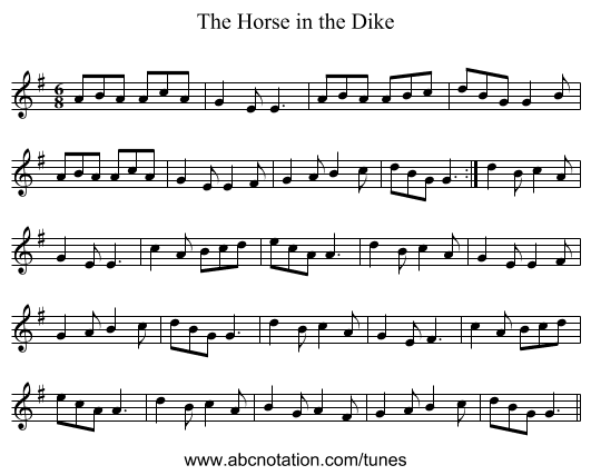 Horse in the Dike, The - staff notation
