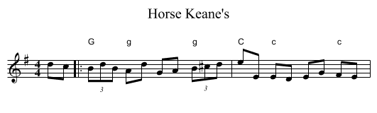 Horse Keane's - staff notation