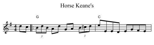 Horse Keane's - staff notation