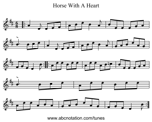 Horse With A Heart - staff notation