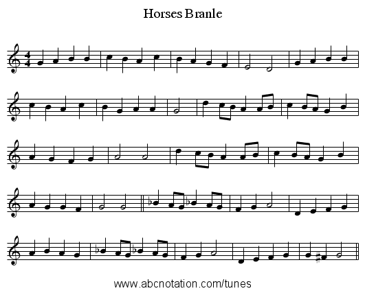 Horses Branle - staff notation
