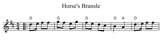Horse's Bransle - staff notation
