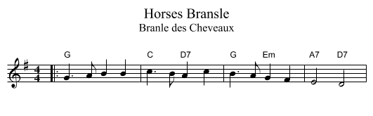Horses Bransle - staff notation