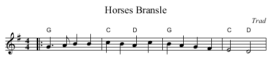 Horses Bransle - staff notation