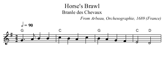 Horse's Brawl - staff notation