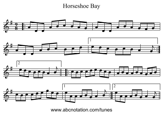 Horseshoe Bay - staff notation