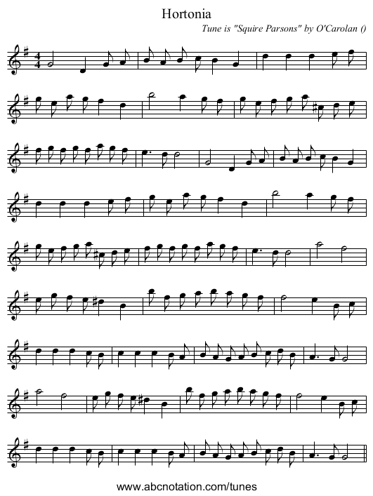 Hortonia - staff notation