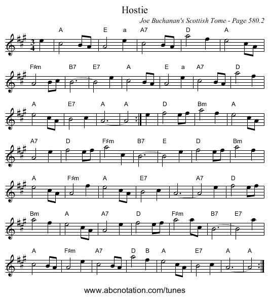 Hostie - staff notation