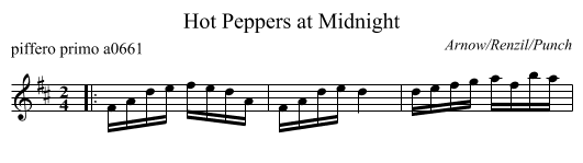 Hot Peppers at Midnight - staff notation