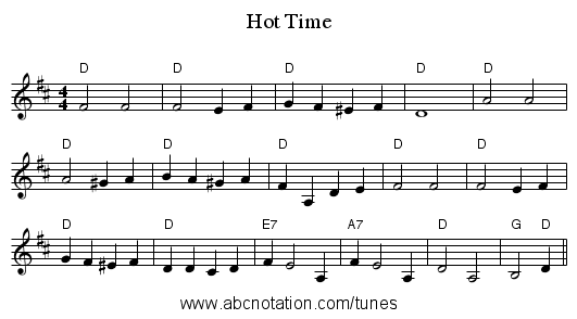 Hot Time - staff notation