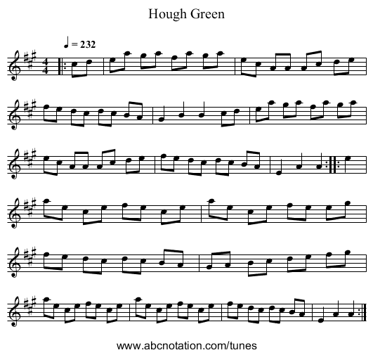 Hough Green - staff notation