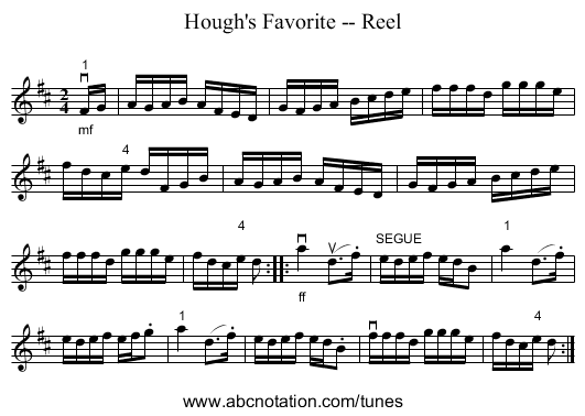 Hough's Favorite -- Reel - staff notation