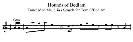 Hounds of Bedlam - staff notation