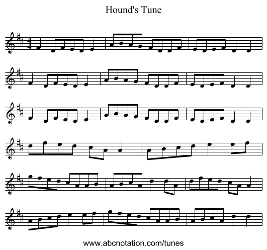 Hound's Tune - staff notation