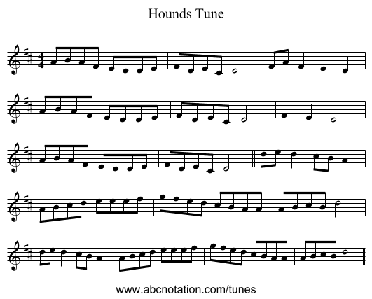 Hounds Tune - staff notation