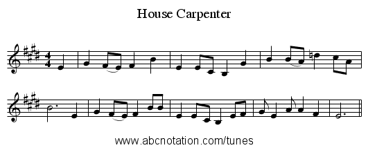 House Carpenter - staff notation