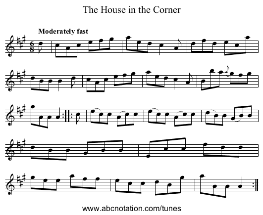 House in the Corner, The - staff notation