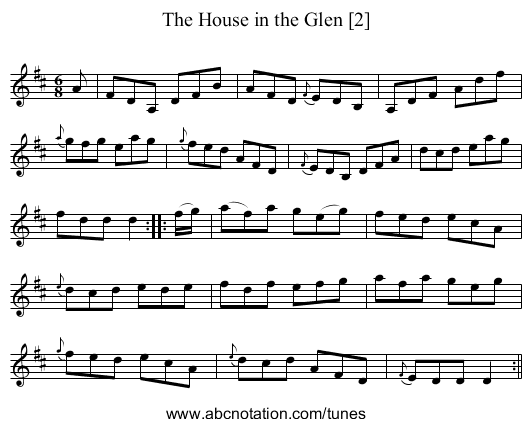 House in the Glen [2], The - staff notation