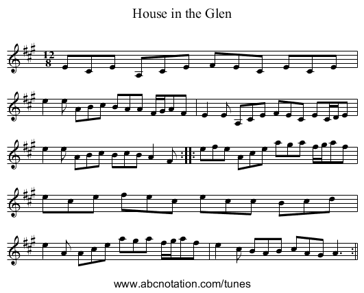 House in the Glen - staff notation