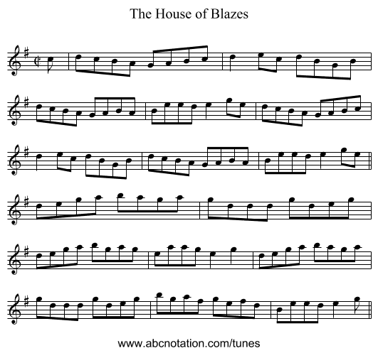 House of Blazes, The - staff notation