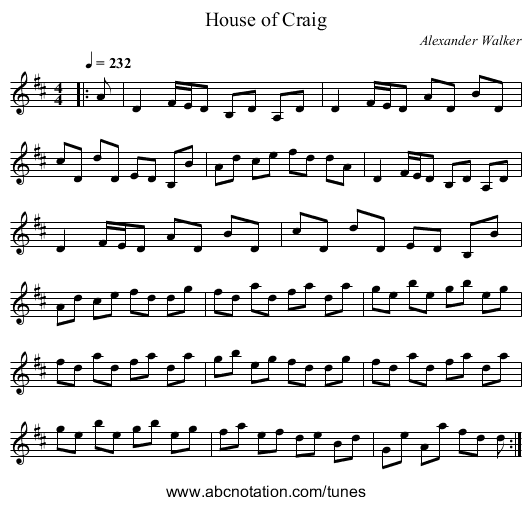 House of Craig - staff notation
