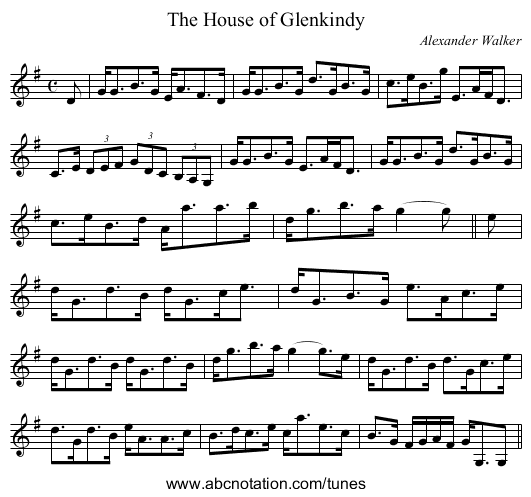 House of Glenkindy, The - staff notation