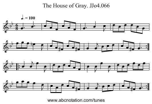 House of Gray. JJo4.066, The - staff notation