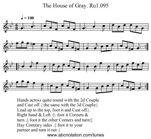 House of Gray. Ru1.095, The - staff notation