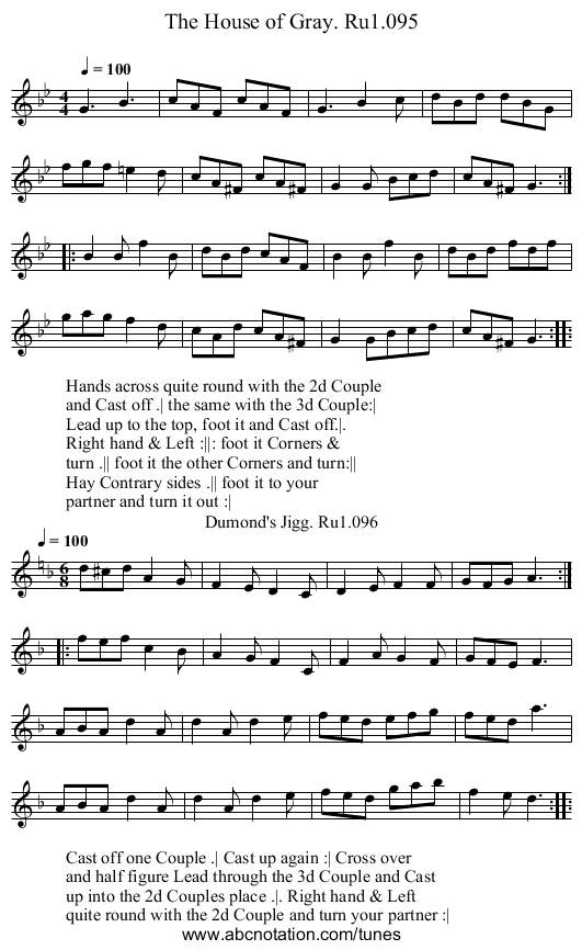 House of Gray. Ru1.095, The - staff notation
