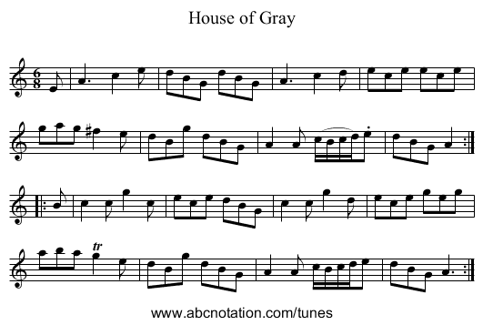 House of Gray - staff notation