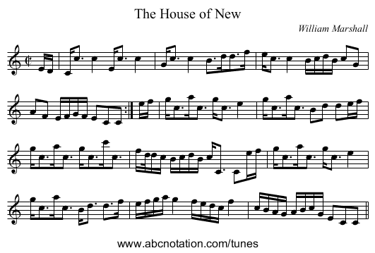 House of New, The - staff notation